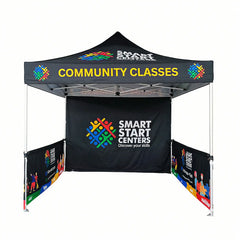 Pyrasun 10x10ft Foundation custom tent with Smart Start Centers branding, for community events and promotions