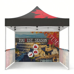Custom pop-up tent with open sides and a durable canopy, suitable for outdoor events and trade shows