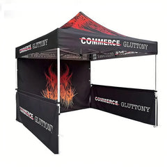 10x10 ft farmers market pop-up canopy tent with bold flame graphics, perfect for events and outdoor promotions