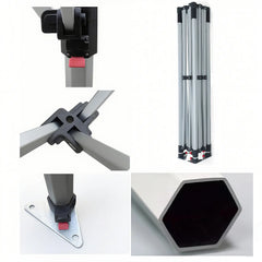 Close-up view of custom tent frame components, highlighting the durable aluminum structure and assembly details