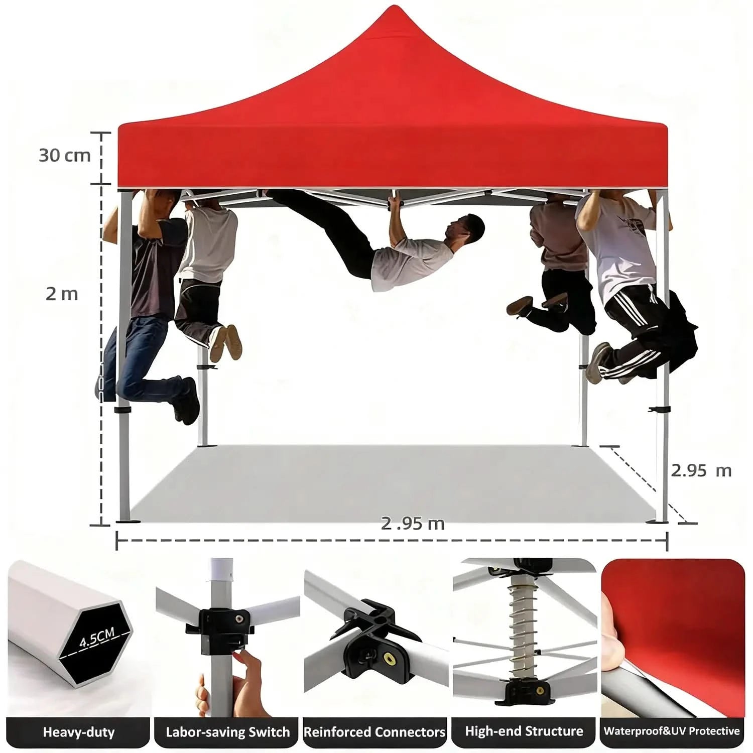 Portable sunshade tent with adjustable height