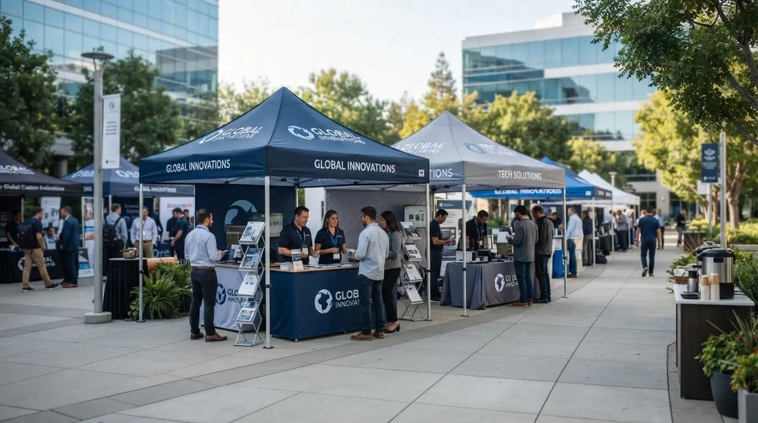 Pyrasun commercial canopy tent lineup displaying various frame series including Foundation, Pro, Premium, and Elite models.