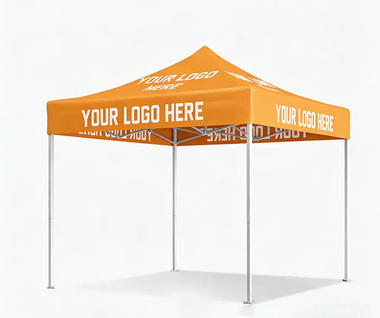 Pyrasun 10x10 custom canopy tent configuration for trade shows, compact professional branded booth with easy setup.