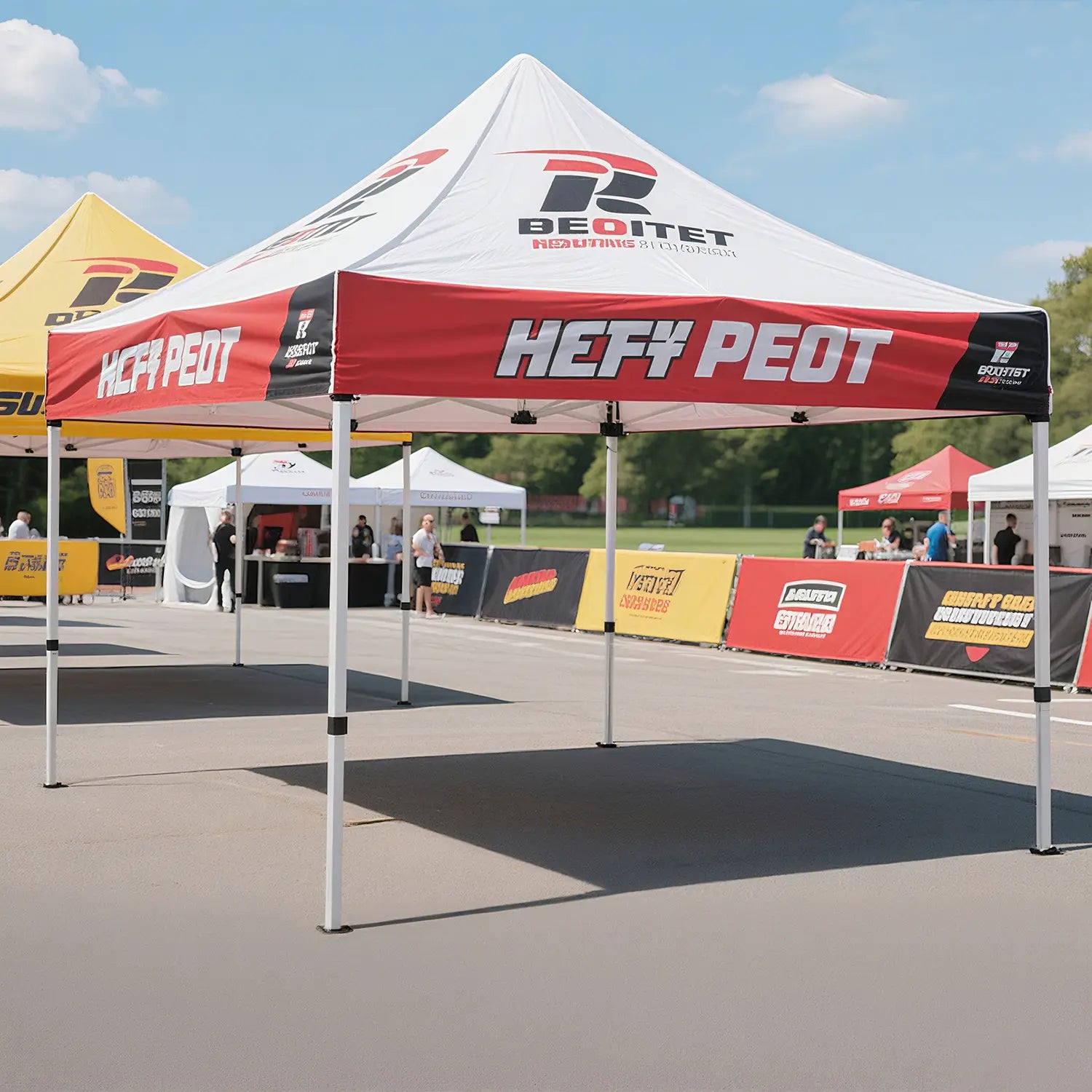 Pyrasun 10x10ft Foundation custom tent, ideal for outdoor events and exhibitions