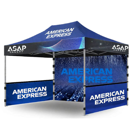 10x15ft custom pop up tent with walls for outdoor events, blue color, ideal for trade shows or exhibitions