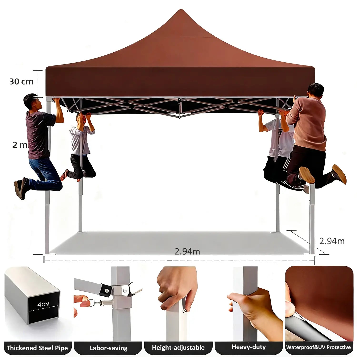 Waterproof outdoor coffee canopy for sun and rain protection