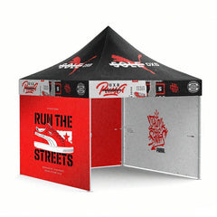 Custom pop-up tent with logo and streetwear design, ideal for brand events and outdoor exhibitions