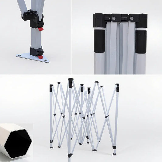 Pyrasun Pro custom canopy frame: 1.6 inch heavy-duty hex steel construction, durable commercial-grade finish for frequent events.