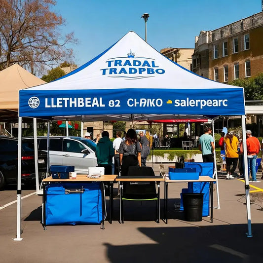 Pyrasun custom branded canopy for street fairs and community events, professional portable outdoor event shelter.