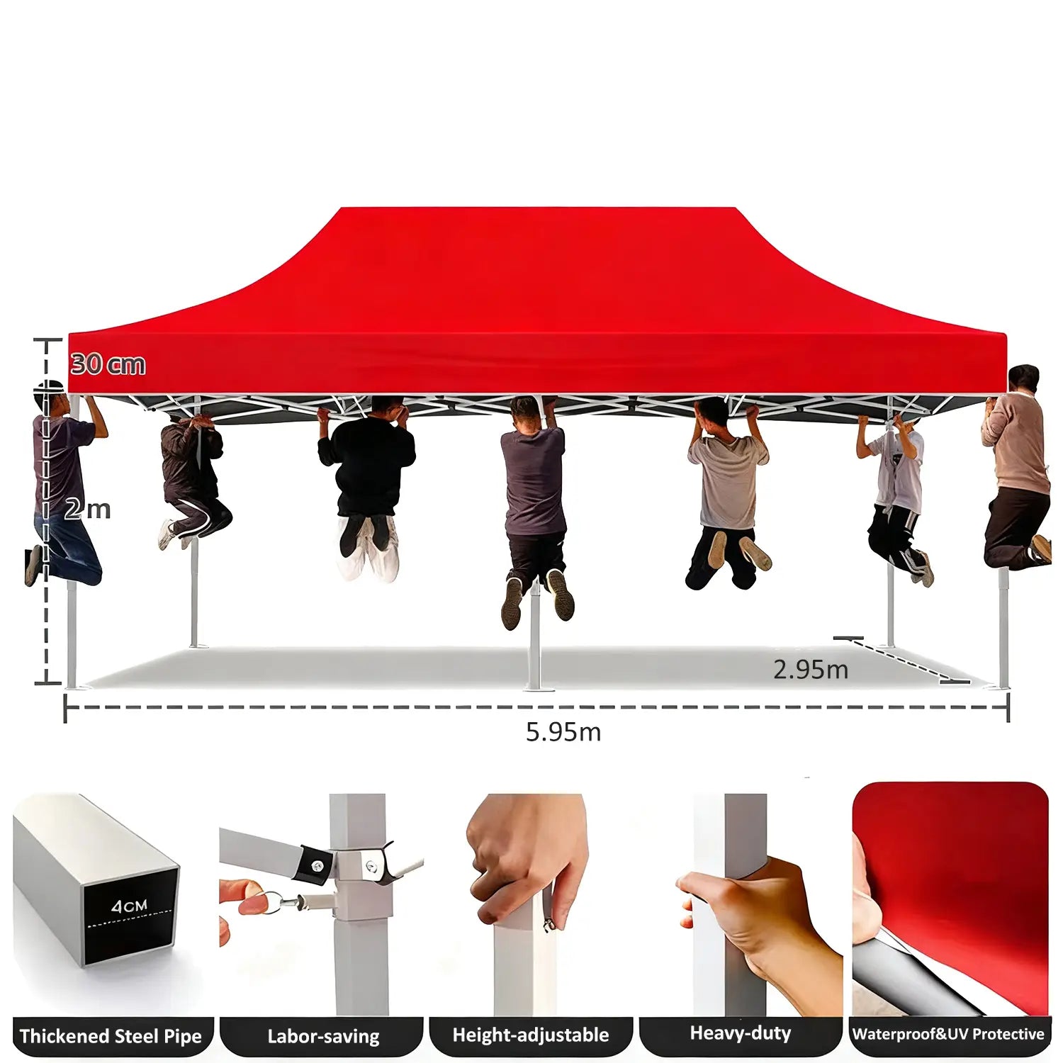 10x20ft portable red canopy tent for festivals and events