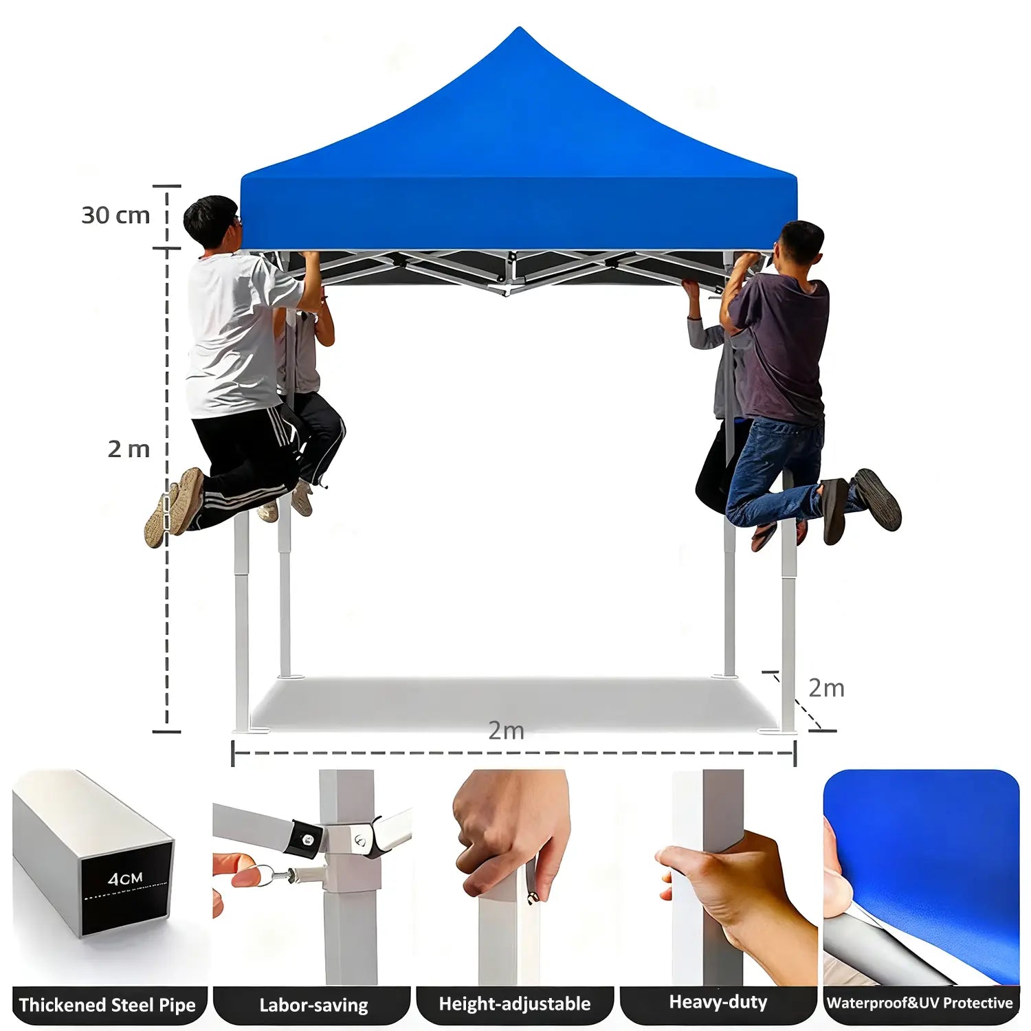 durable outdoor blue canopy for sunshade and weather protection